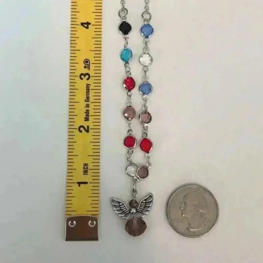 Beautiful Handmade Multicolor Crystals Angel Stainless Steel Necklace NWT